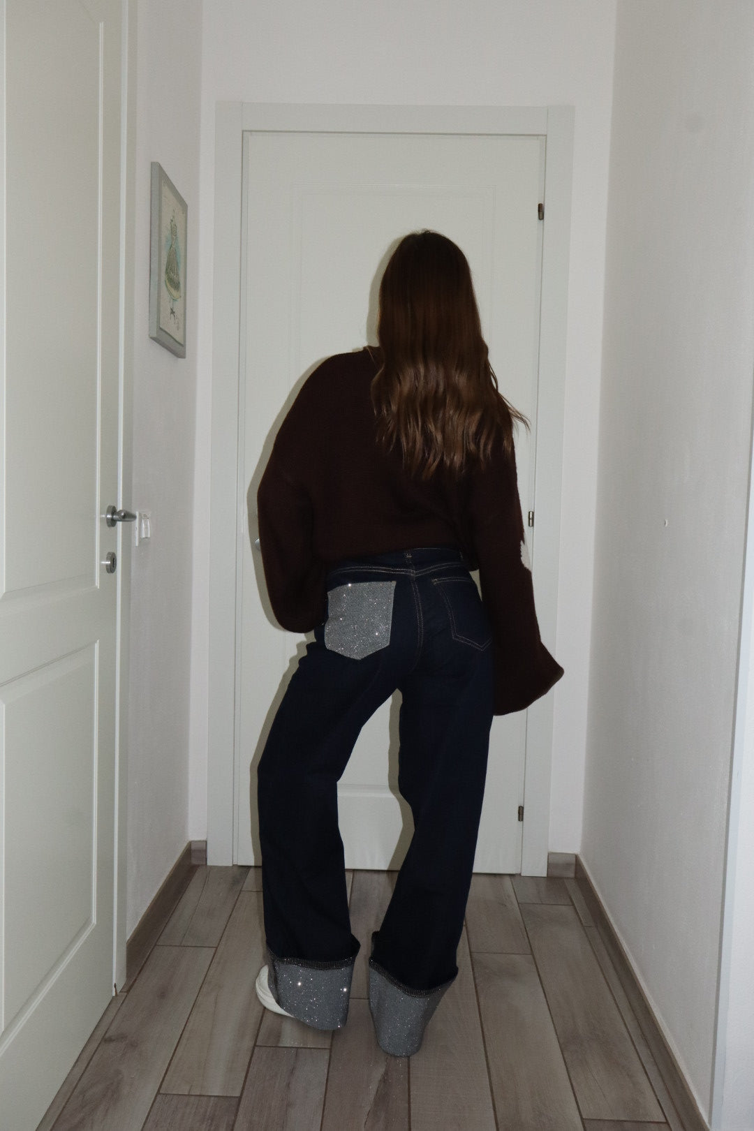 Jeans risvolto crystal