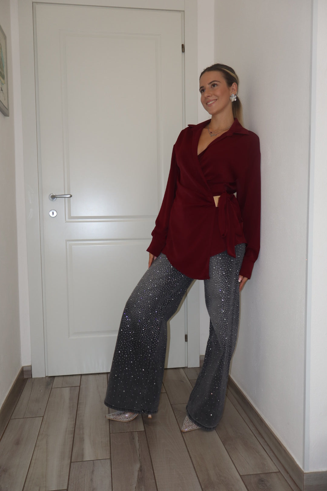 Camicia portafoglio bordó,nero,bianco