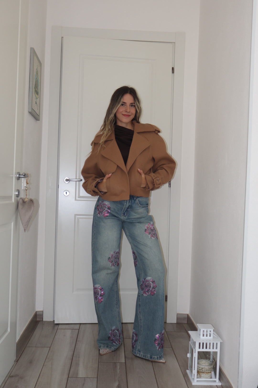 Giacca crop (effetto lana )