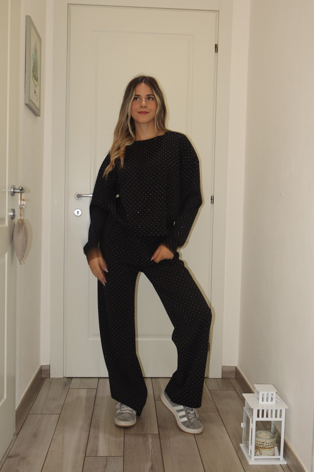 Coordinato tuta shine blu navy,nero