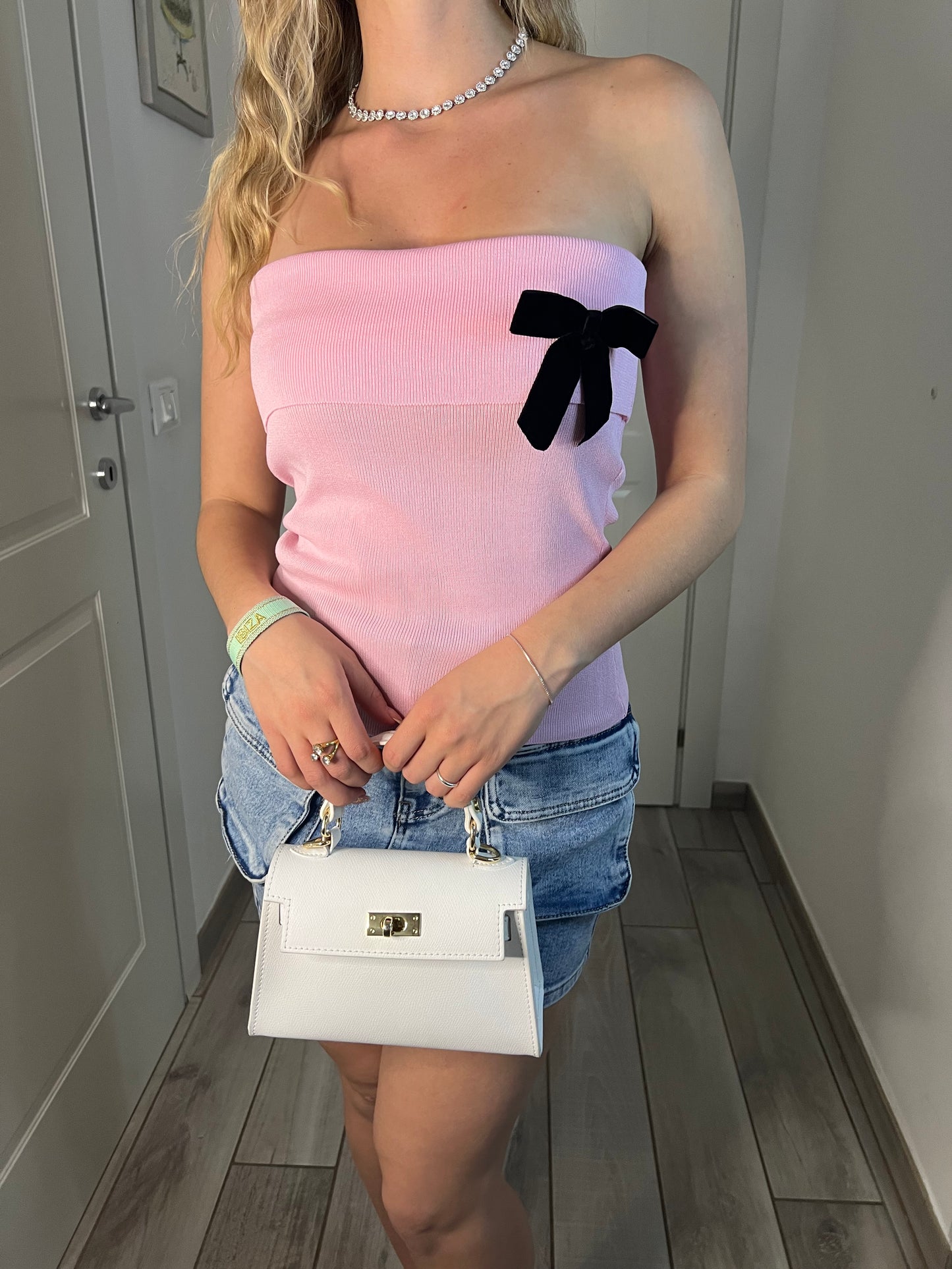 Top coquette rosa