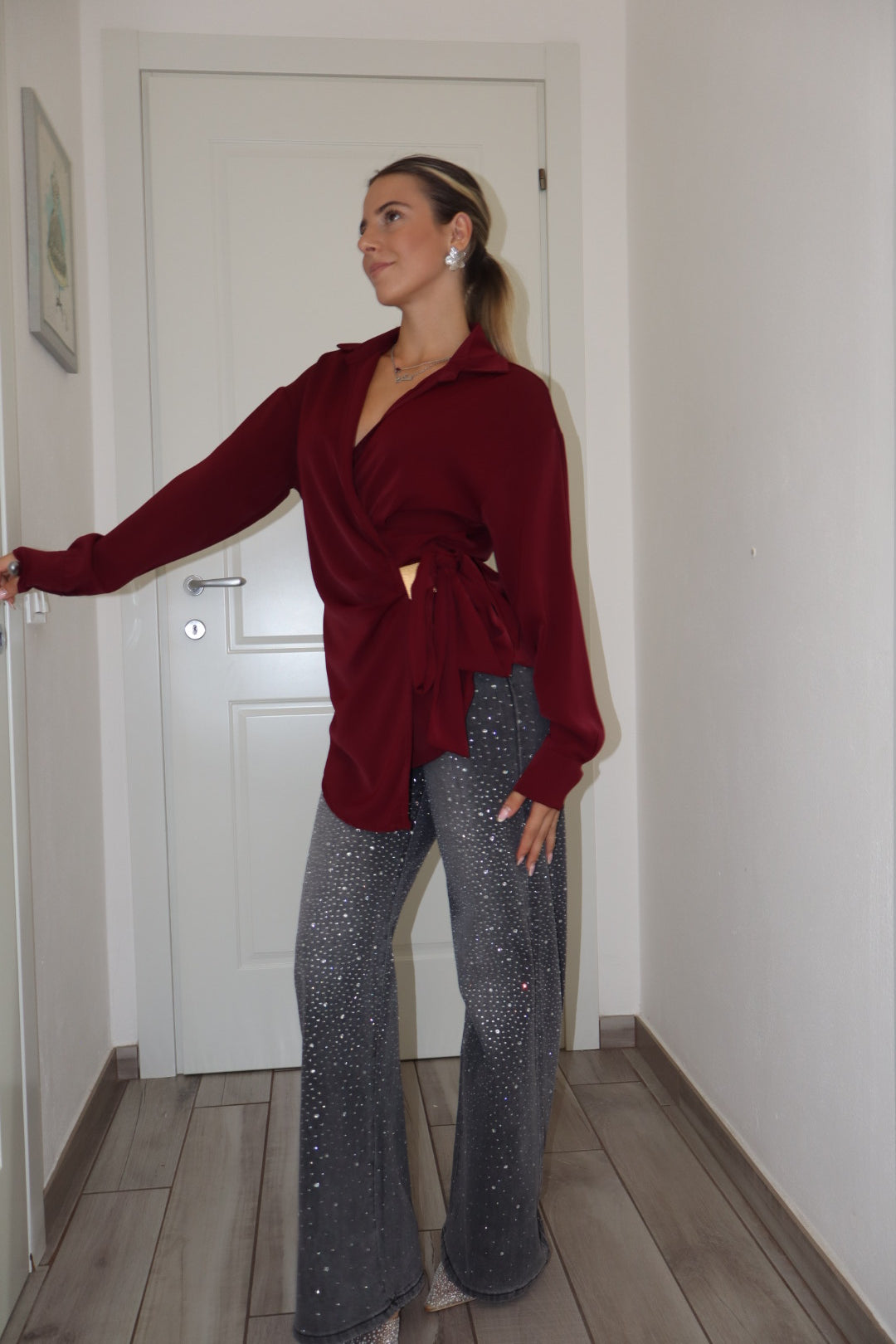 Camicia portafoglio bordó,nero,bianco