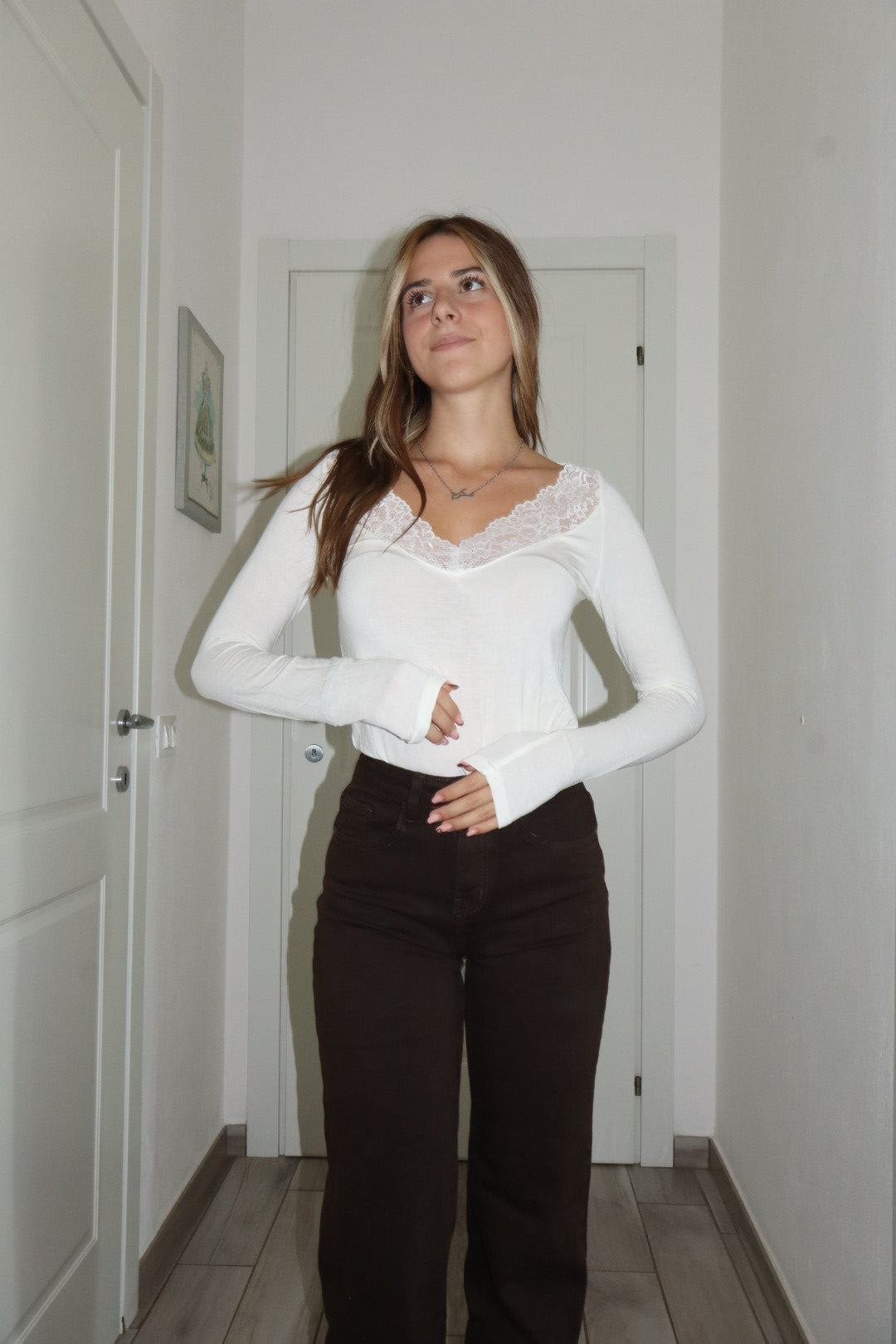 Maglietta kate con merletto pizzo