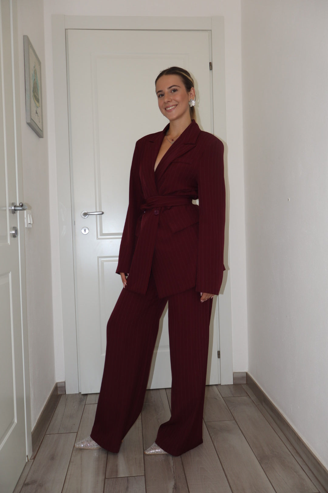 Tailleur gessato bordó,nero,grigio,tortora