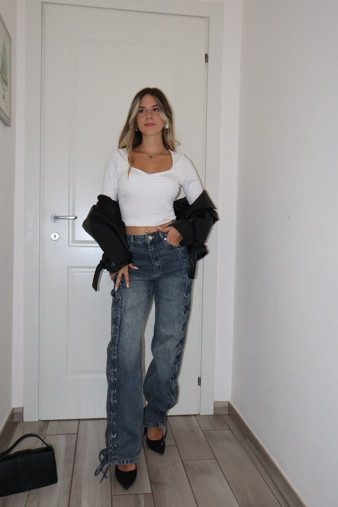 Jeans coachella con lacci