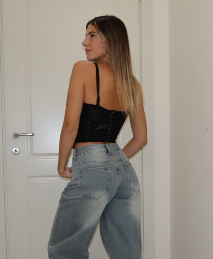 Corsetto regolabile pizzo nero