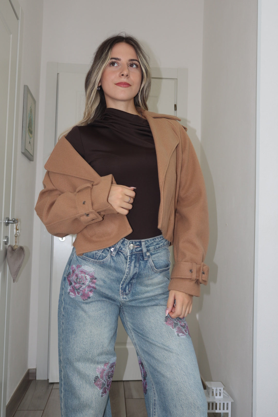 Giacca crop (effetto lana )