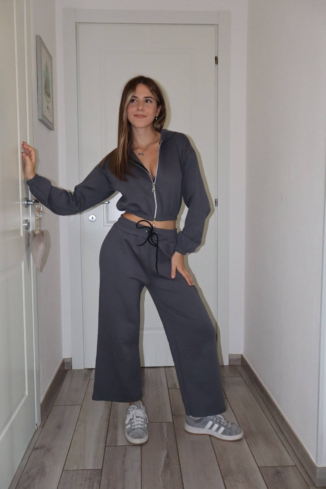 Coord Tuta crop con zip Romina (vari colori)