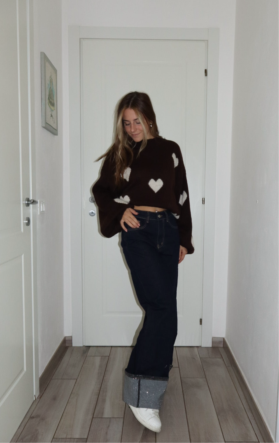Jeans risvolto crystal
