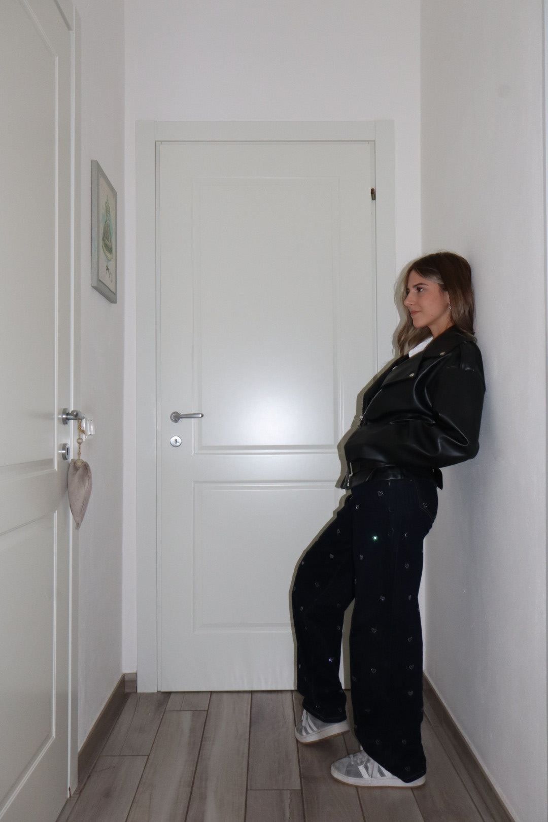 Giubbotto over in pelle celeste