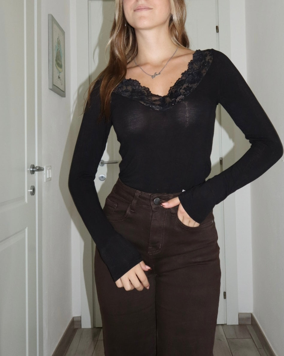 Maglietta kate con merletto pizzo