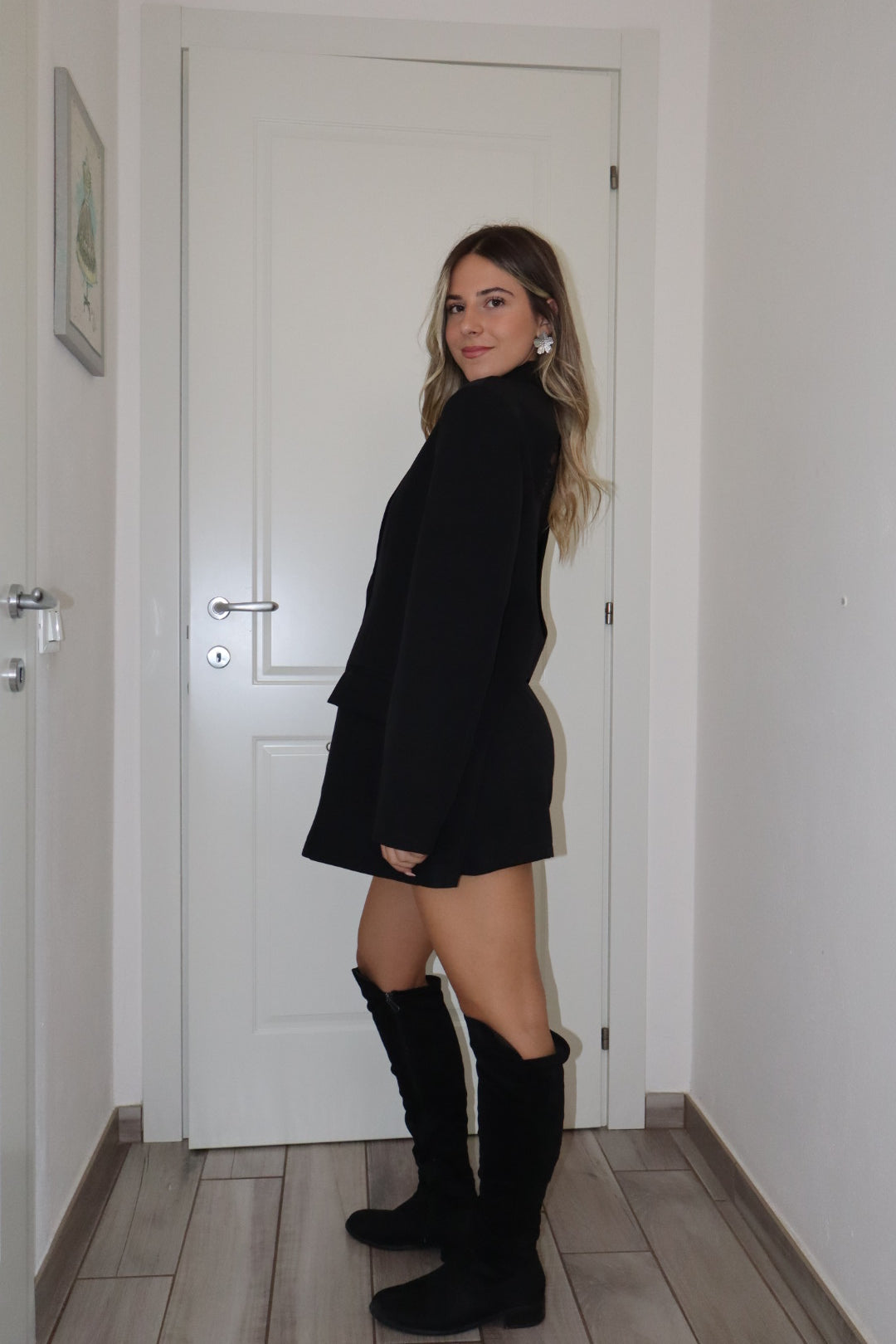 Blazer con scollo schiena bianco e nero