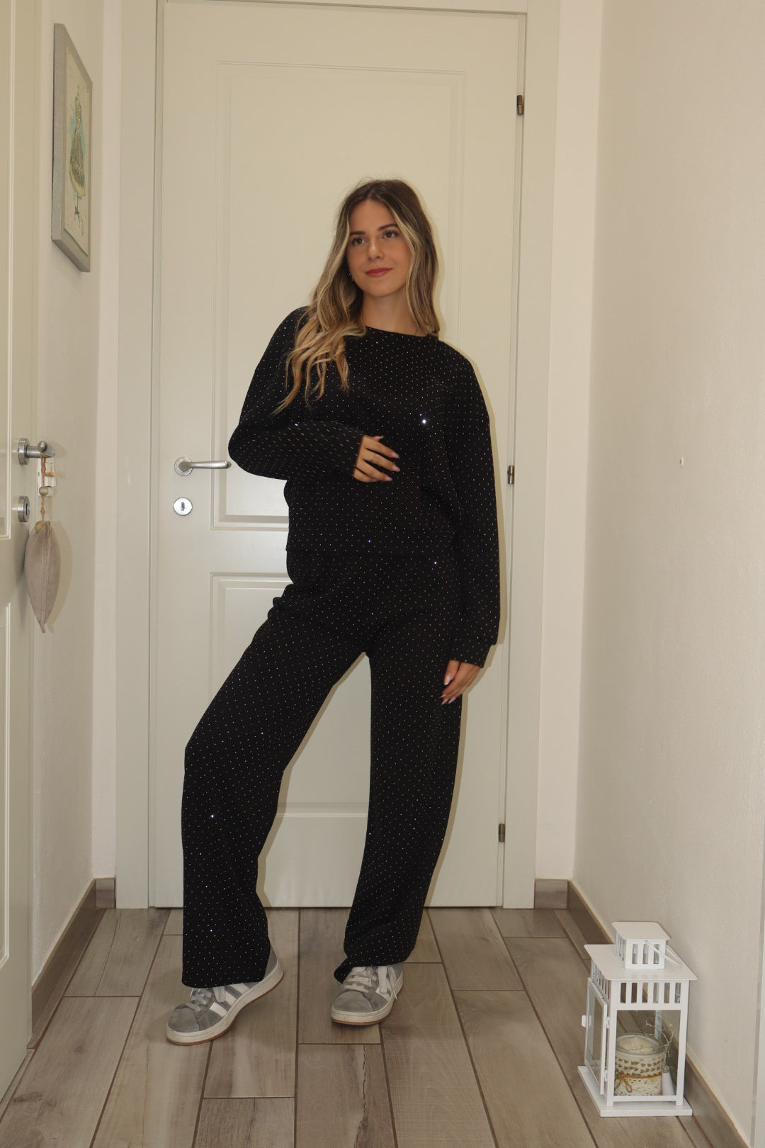 Coordinato tuta shine blu navy,nero