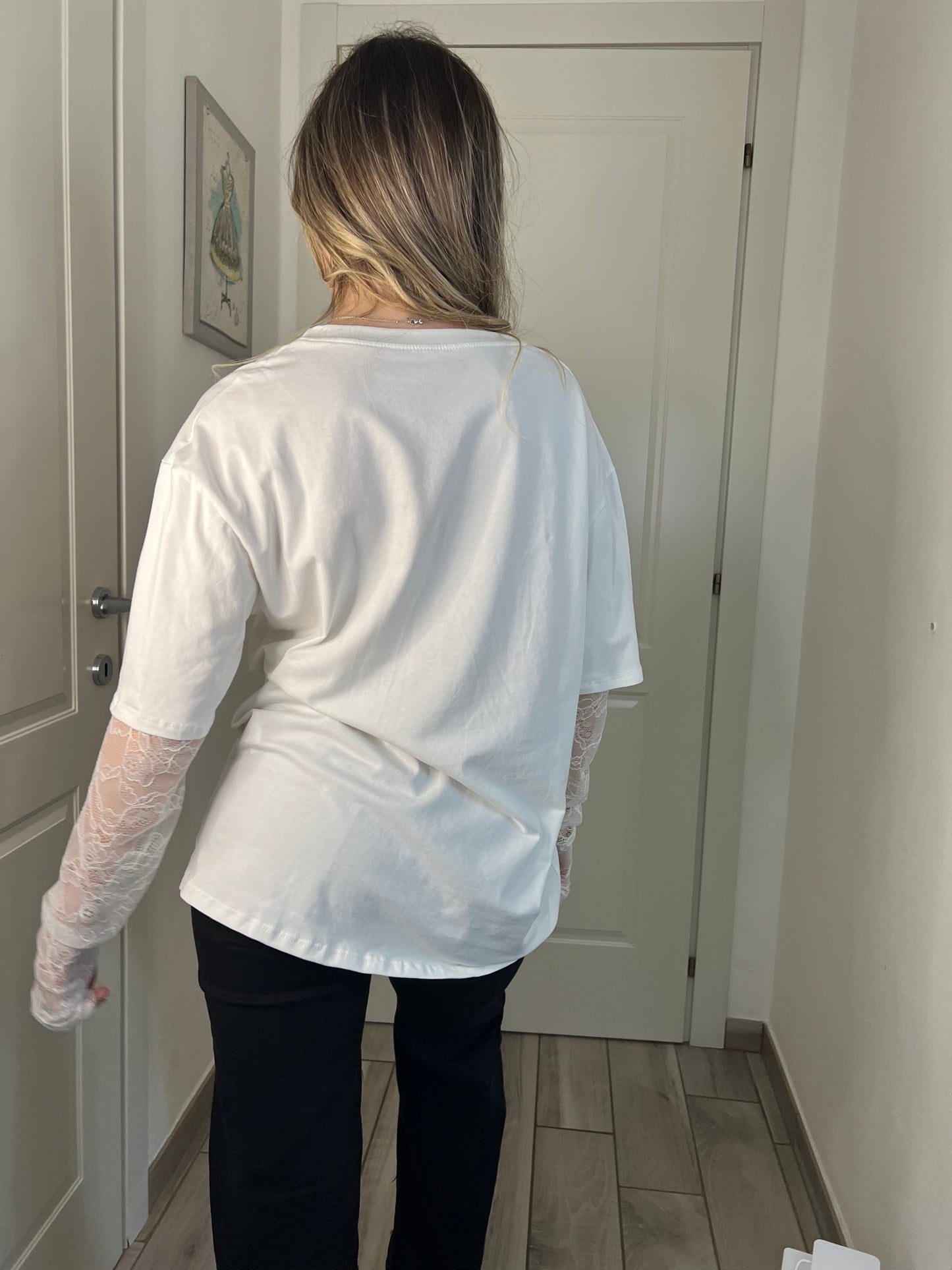 T-shirt maniche pizzo white