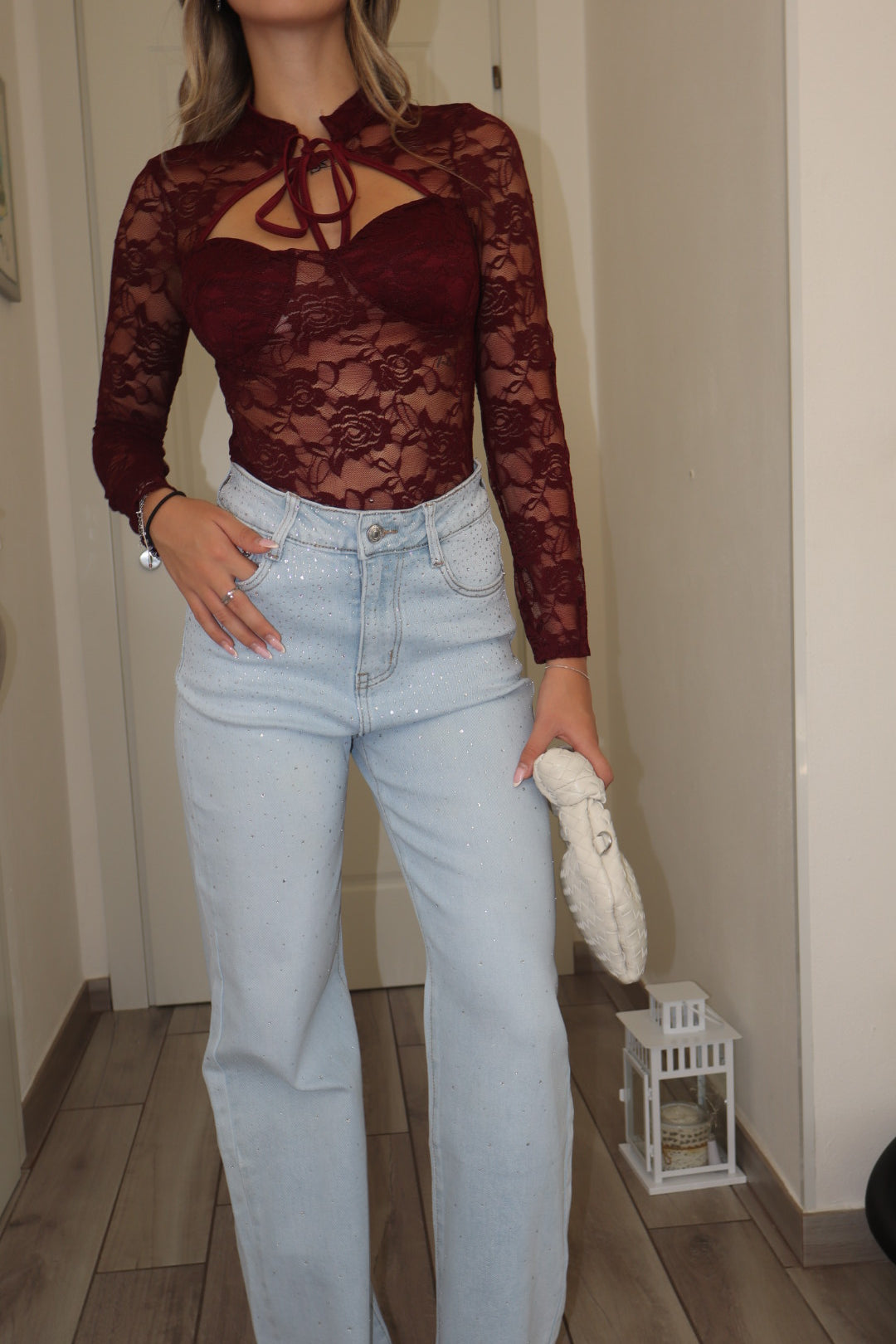 Body pizzo con coppe ciock,nero,bordó