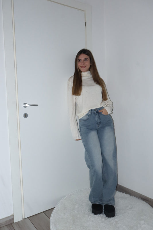 Maglioncino scaldacollo elegance panna,nero,grigio