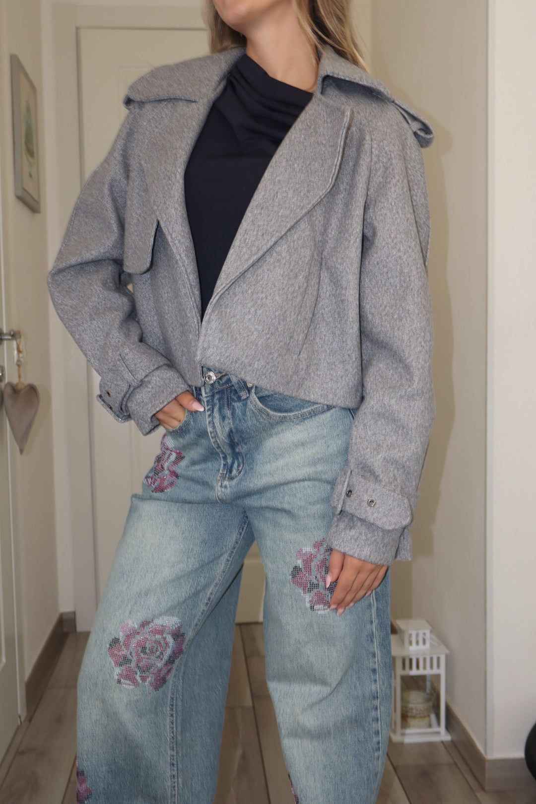 Giacca crop (effetto lana )