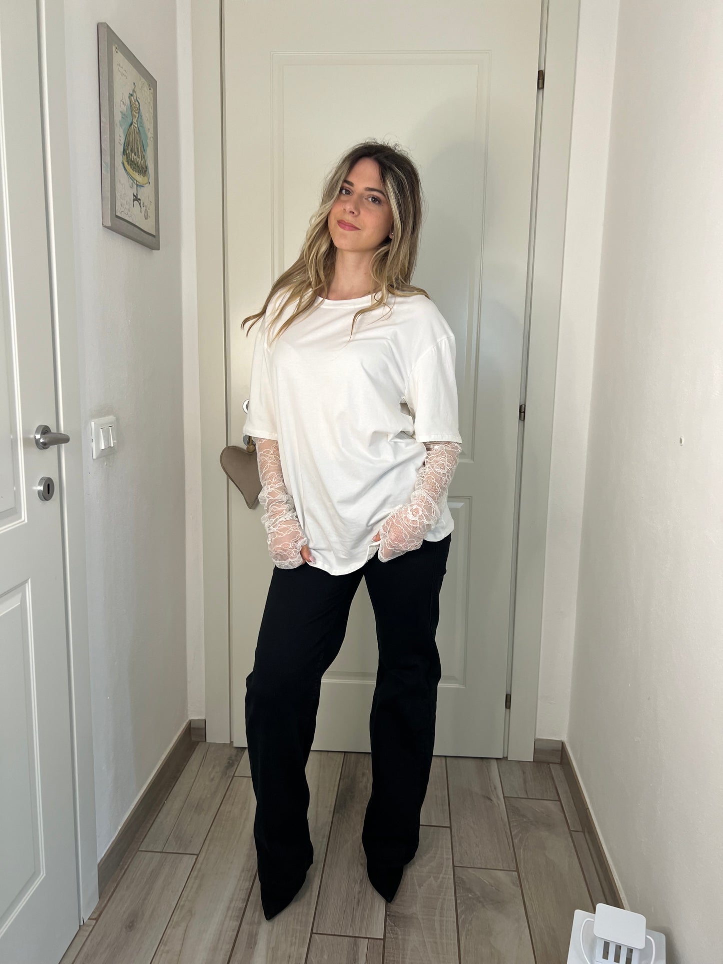 T-shirt maniche pizzo white