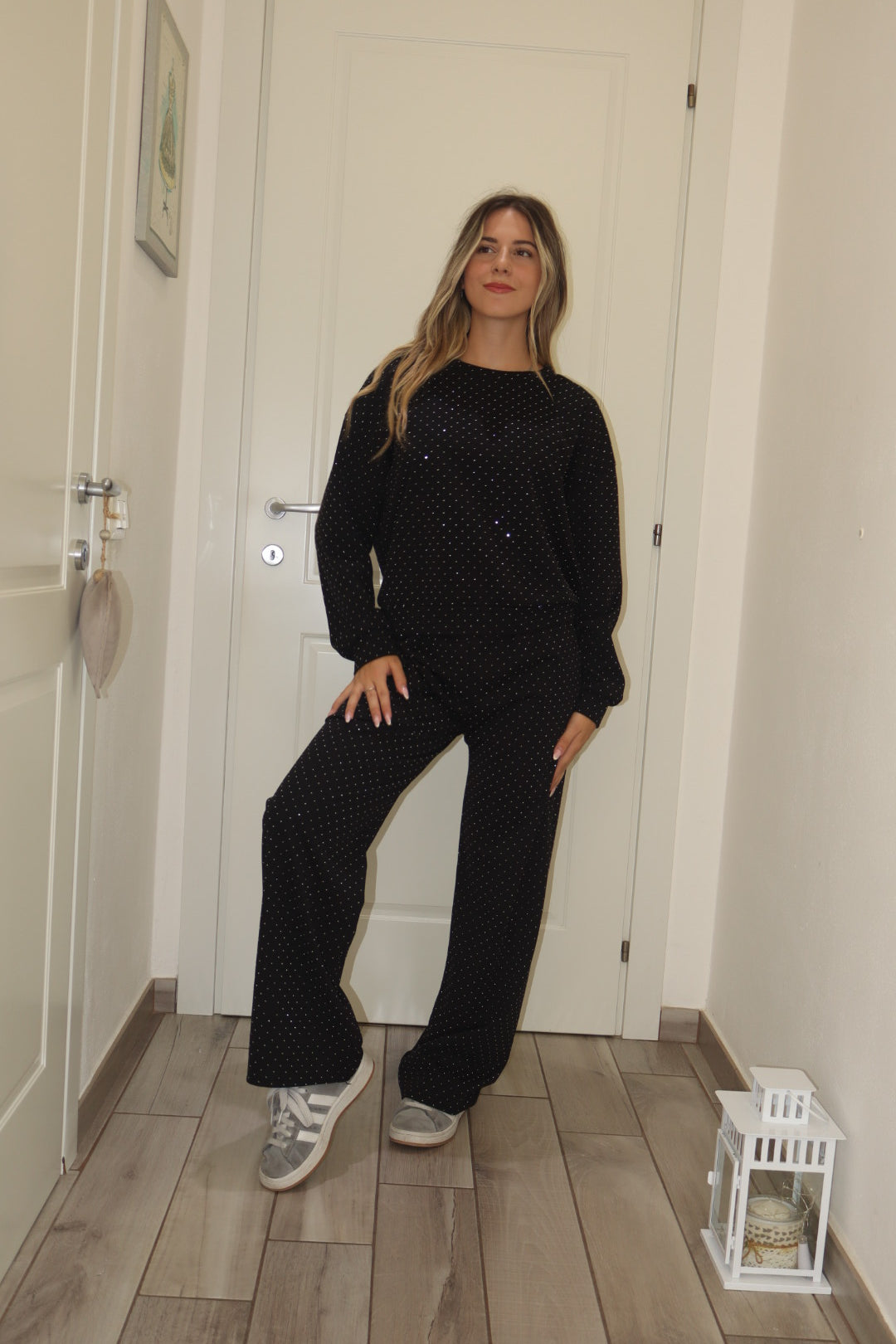 Coordinato tuta shine blu navy,nero