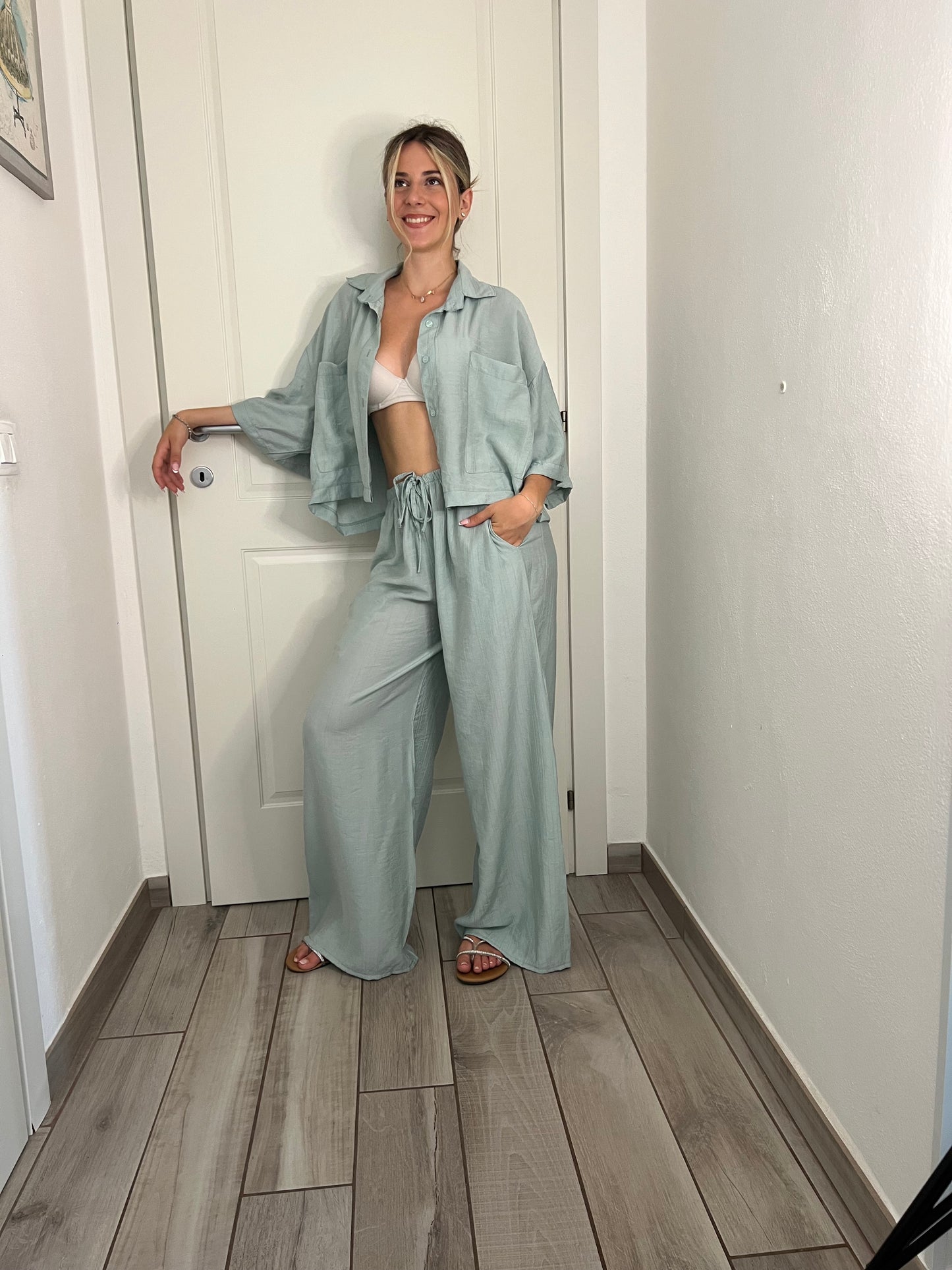Pantalone simply lungo lino