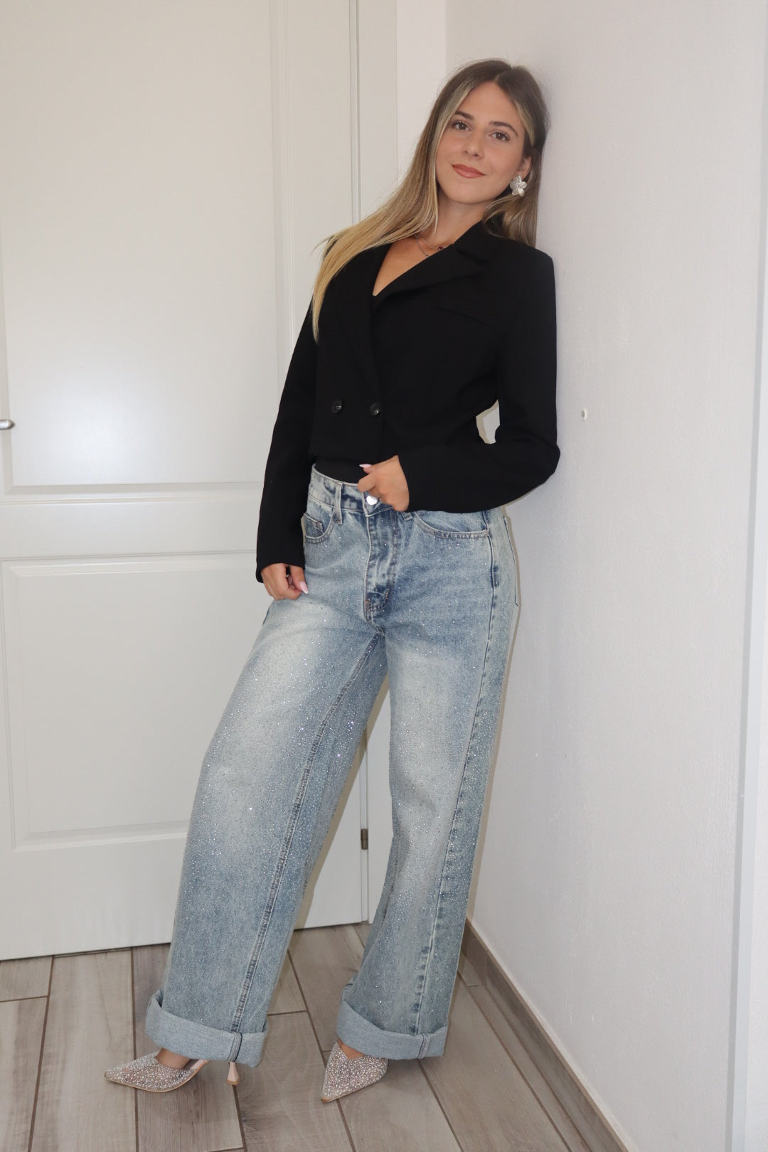 Giacca crop milano blu,marrone,grigio & nero