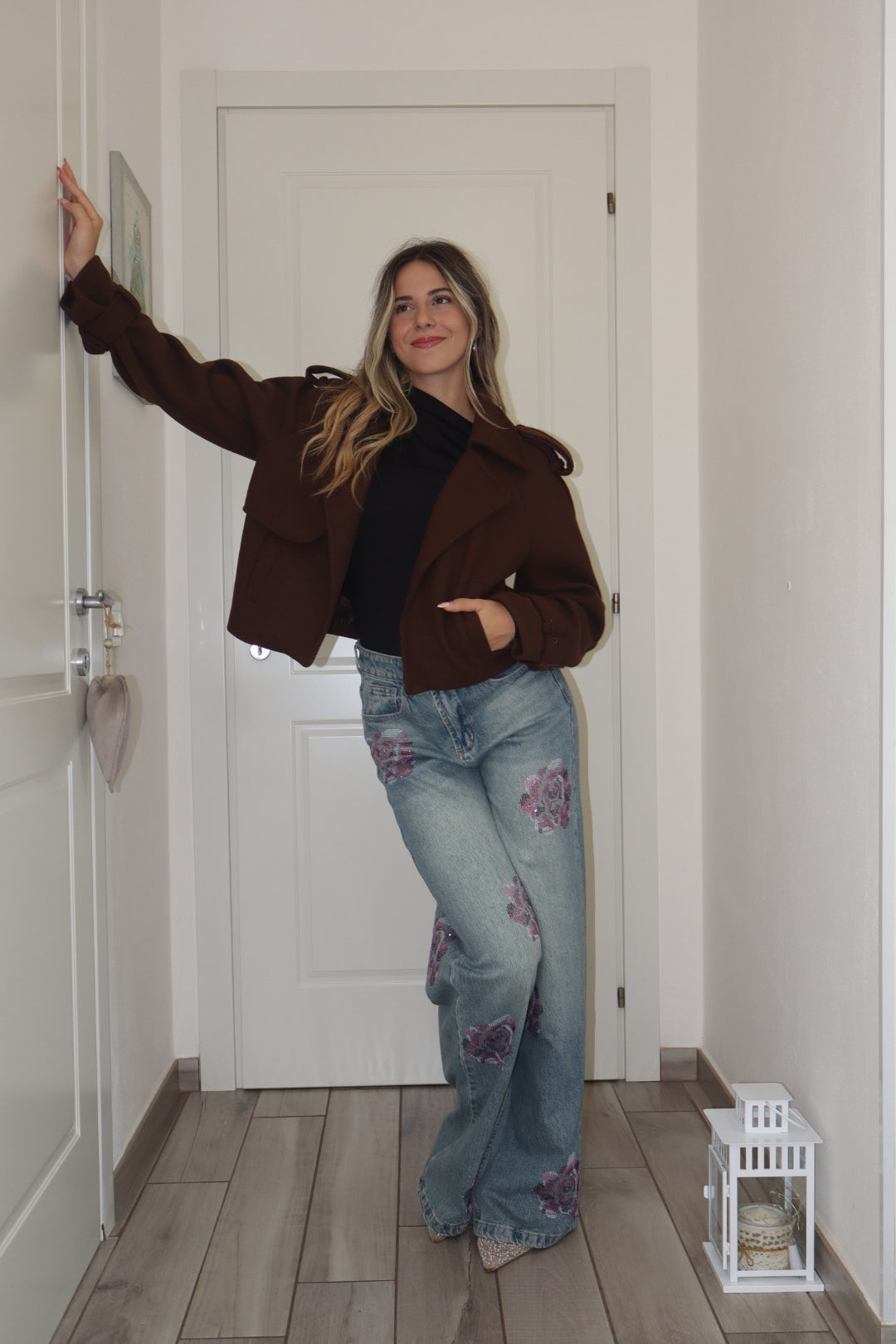 Giacca crop (effetto lana )