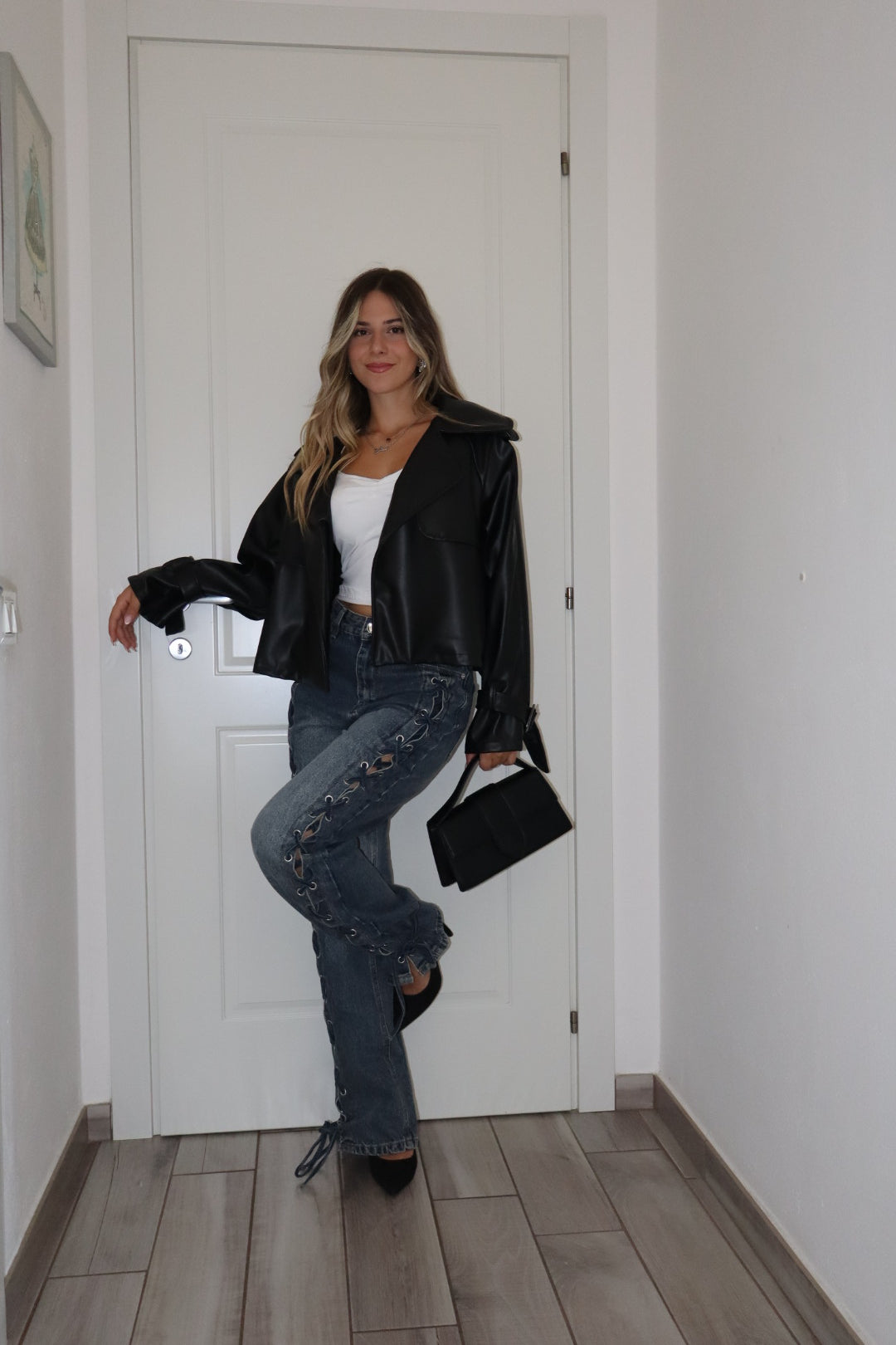Jeans coachella con lacci