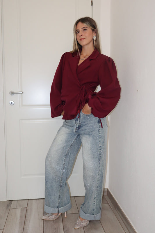 Blazer corto a portafoglio ,nero,cioccolato,beige