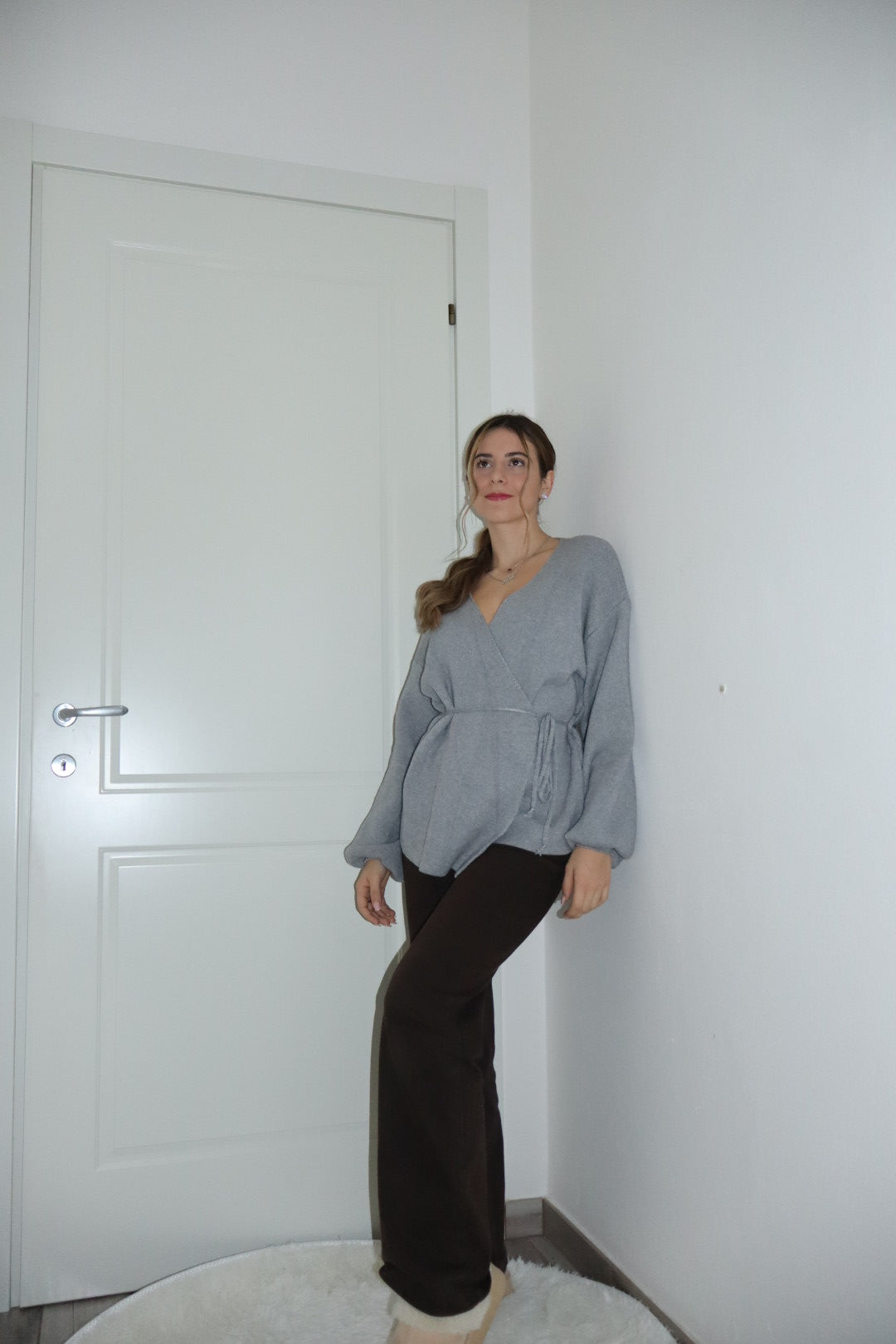 Maglioncino Scaldacuore incrociato grigio,bianco,bordò,nero