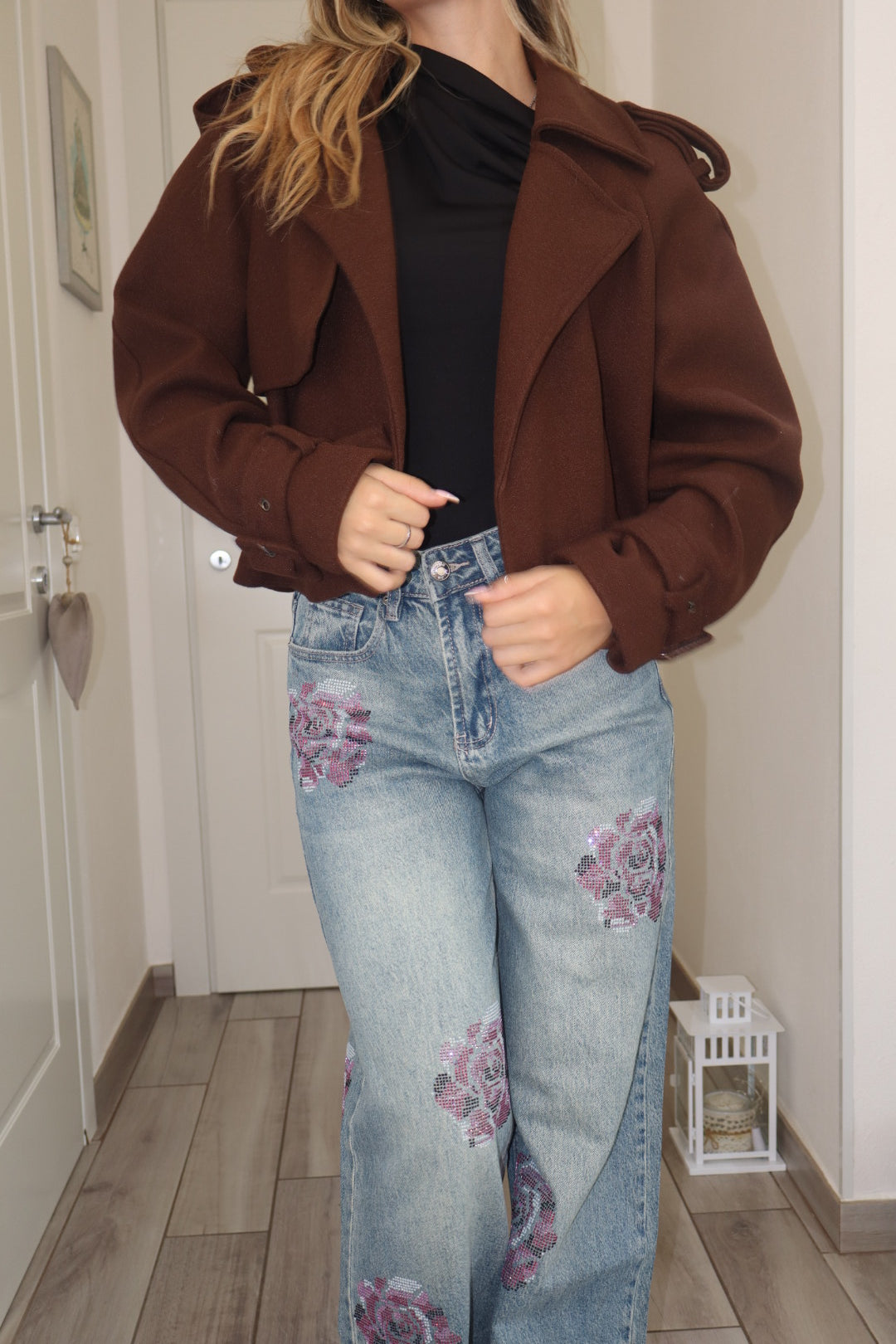 Giacca crop (effetto lana )