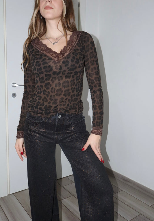 Maglietta velata leopardata “natasha”
