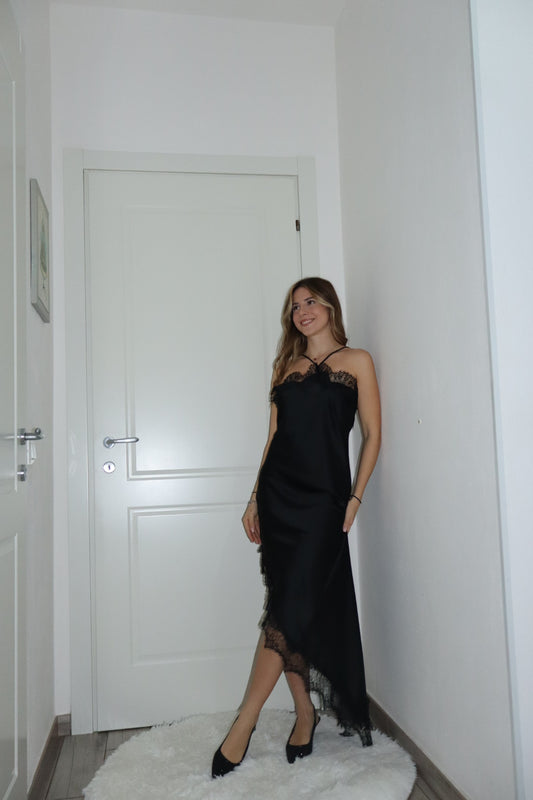 Maxi Dress pizzo diletta nero,marrone