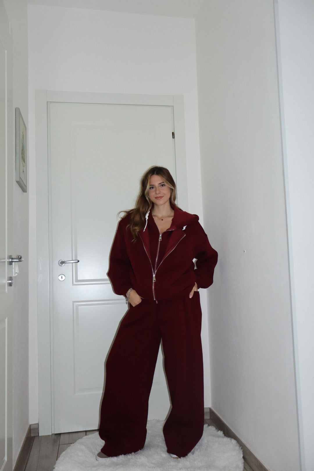 Tuta maxi felpata confort con doppia zip grigio,nero,bordo,marrone