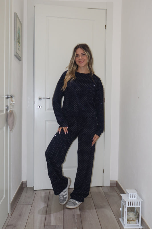 Coordinato tuta shine blu navy,nero