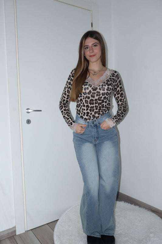 Maglietta velata leopardata “natasha”