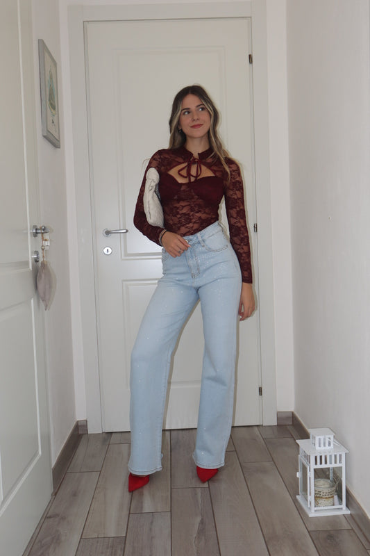Body pizzo con coppe ciock,nero,bordó