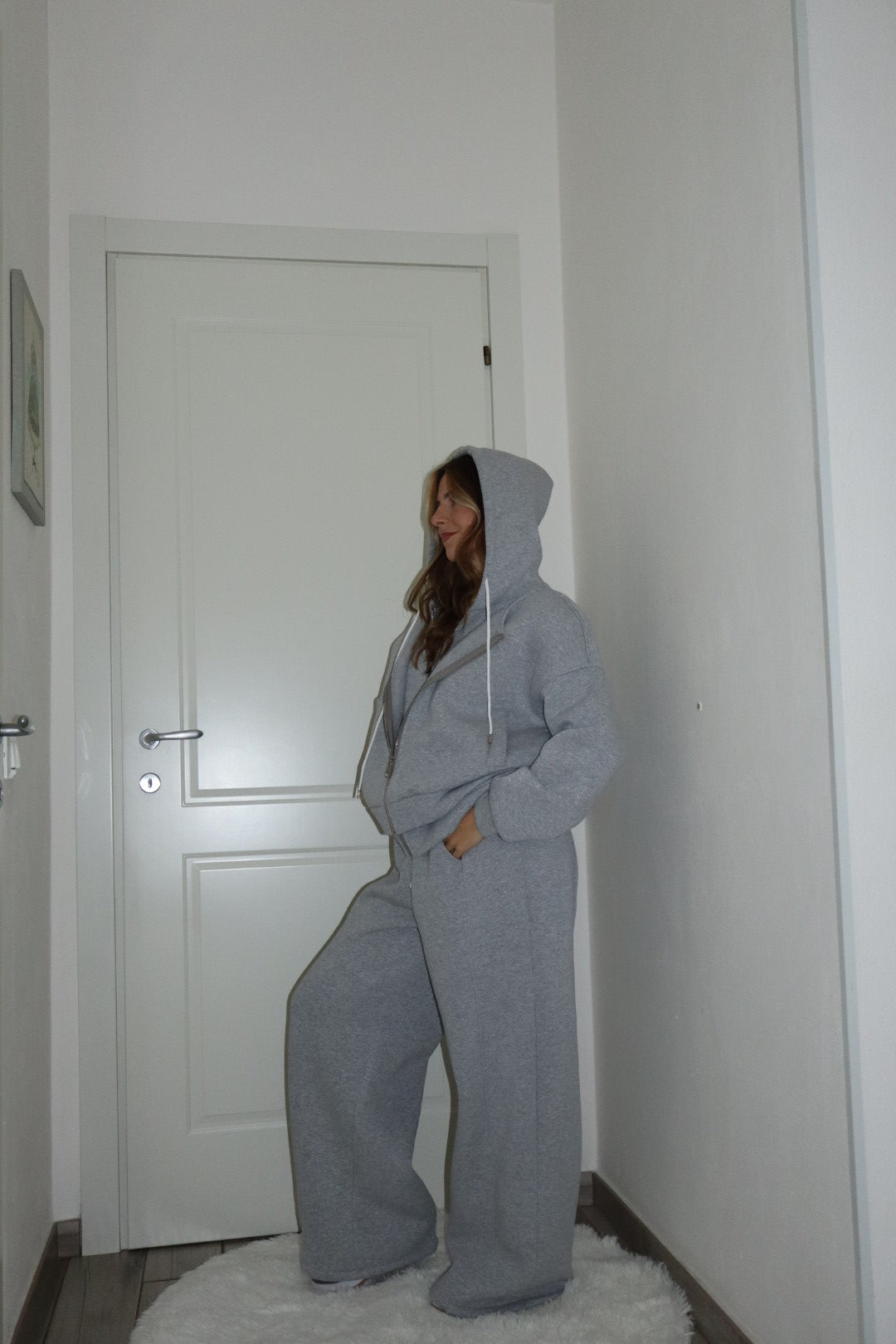 Tuta maxi felpata confort con doppia zip grigio,nero,bordo,marrone