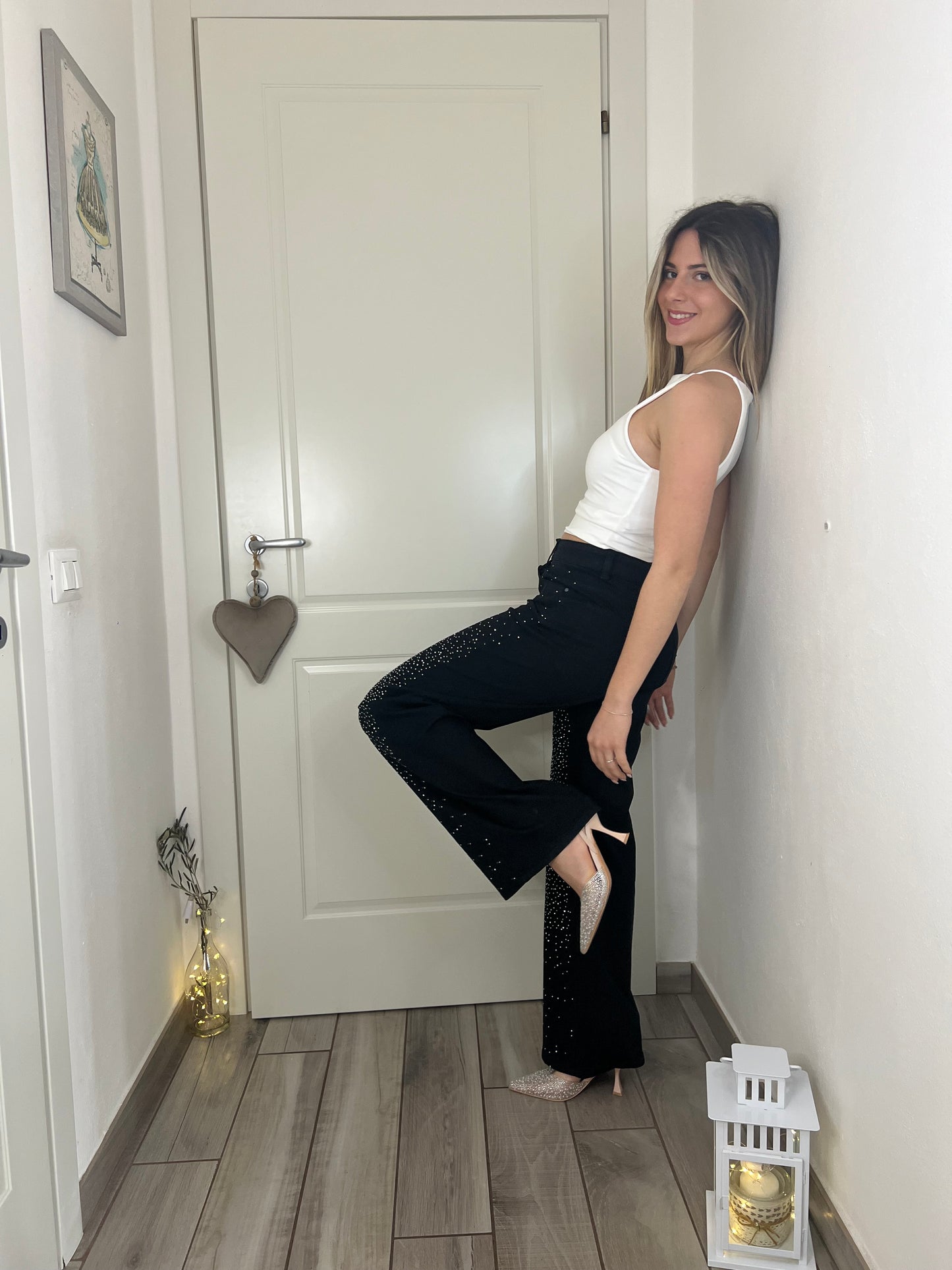 Jeans crystal nero
