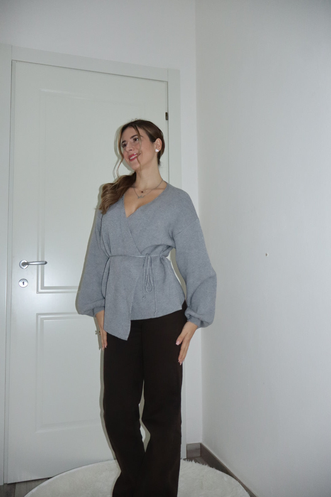 Maglioncino Scaldacuore incrociato grigio,bianco,bordò,nero