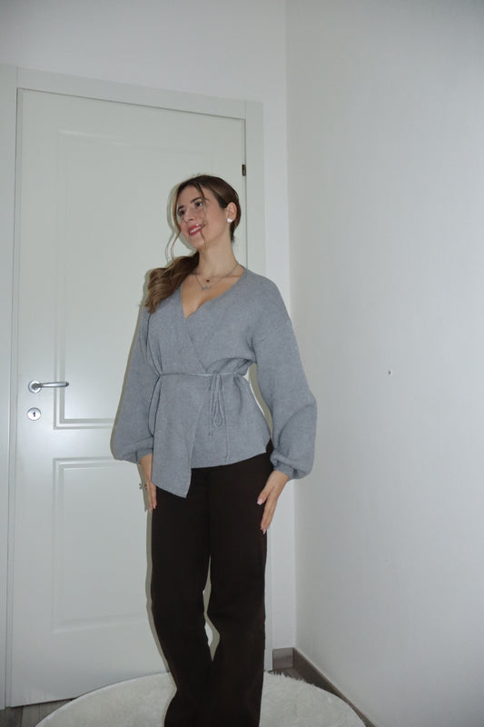 Maglioncino Scaldacuore incrociato grigio,bianco,bordò,nero