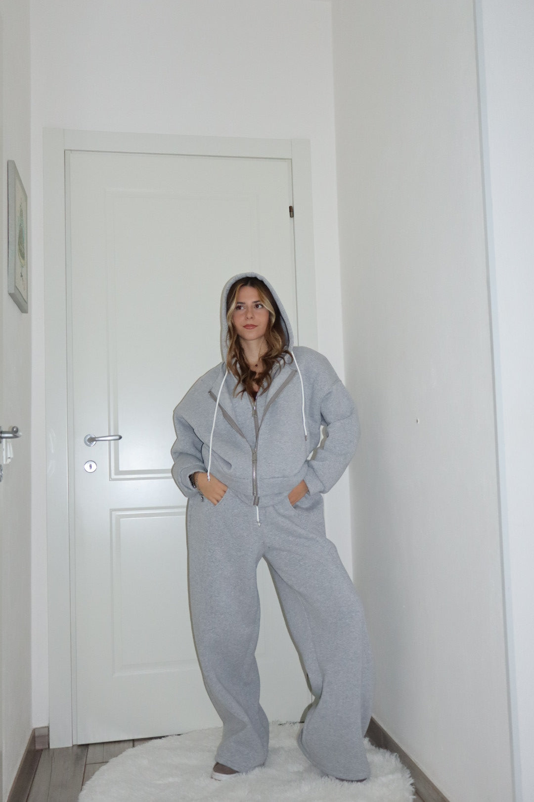 Tuta maxi felpata confort con doppia zip grigio,nero,bordo,marrone