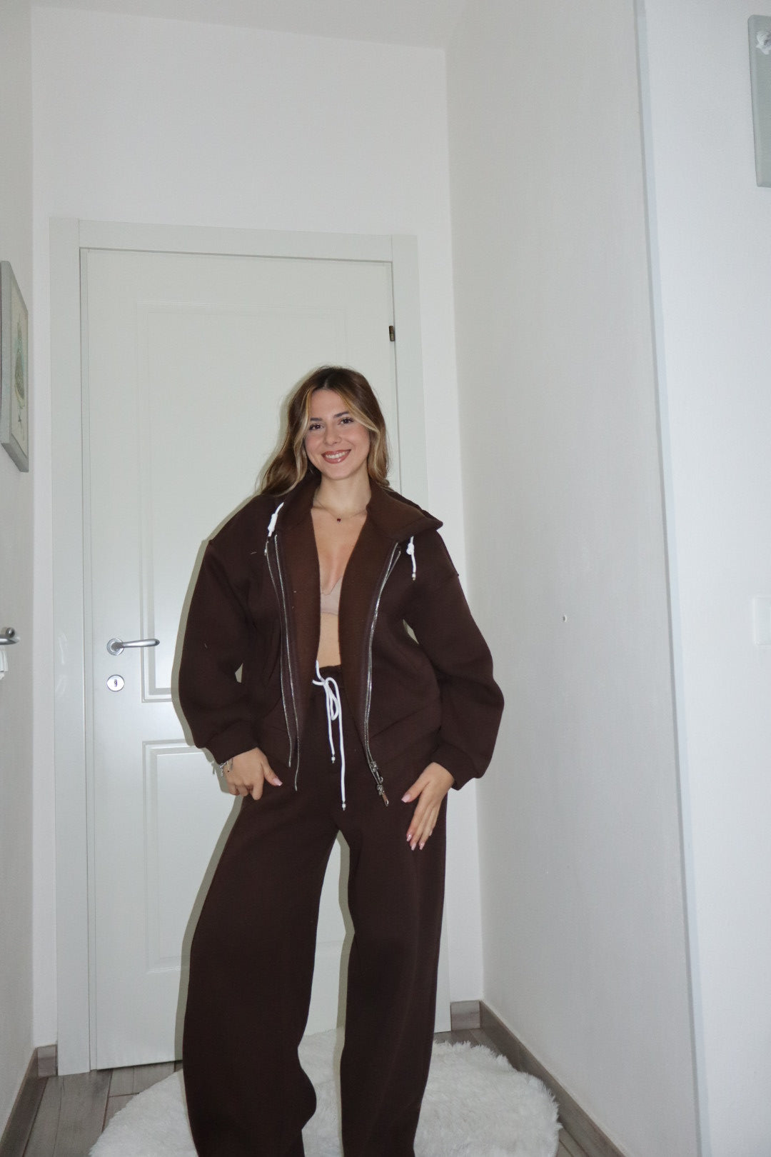 Tuta maxi felpata confort con doppia zip grigio,nero,bordo,marrone