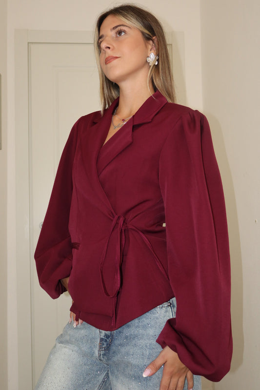 Blazer corto a portafoglio ,nero,cioccolato,beige
