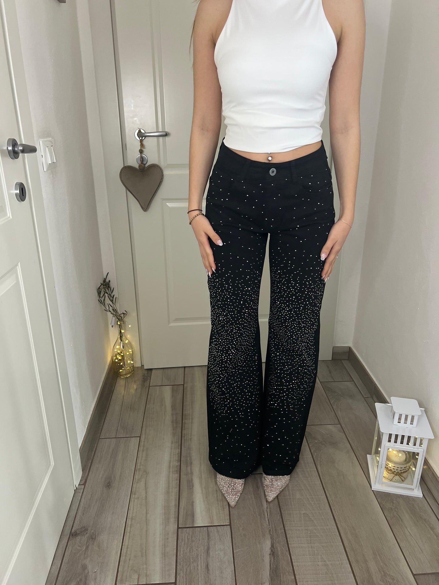 Jeans crystal nero