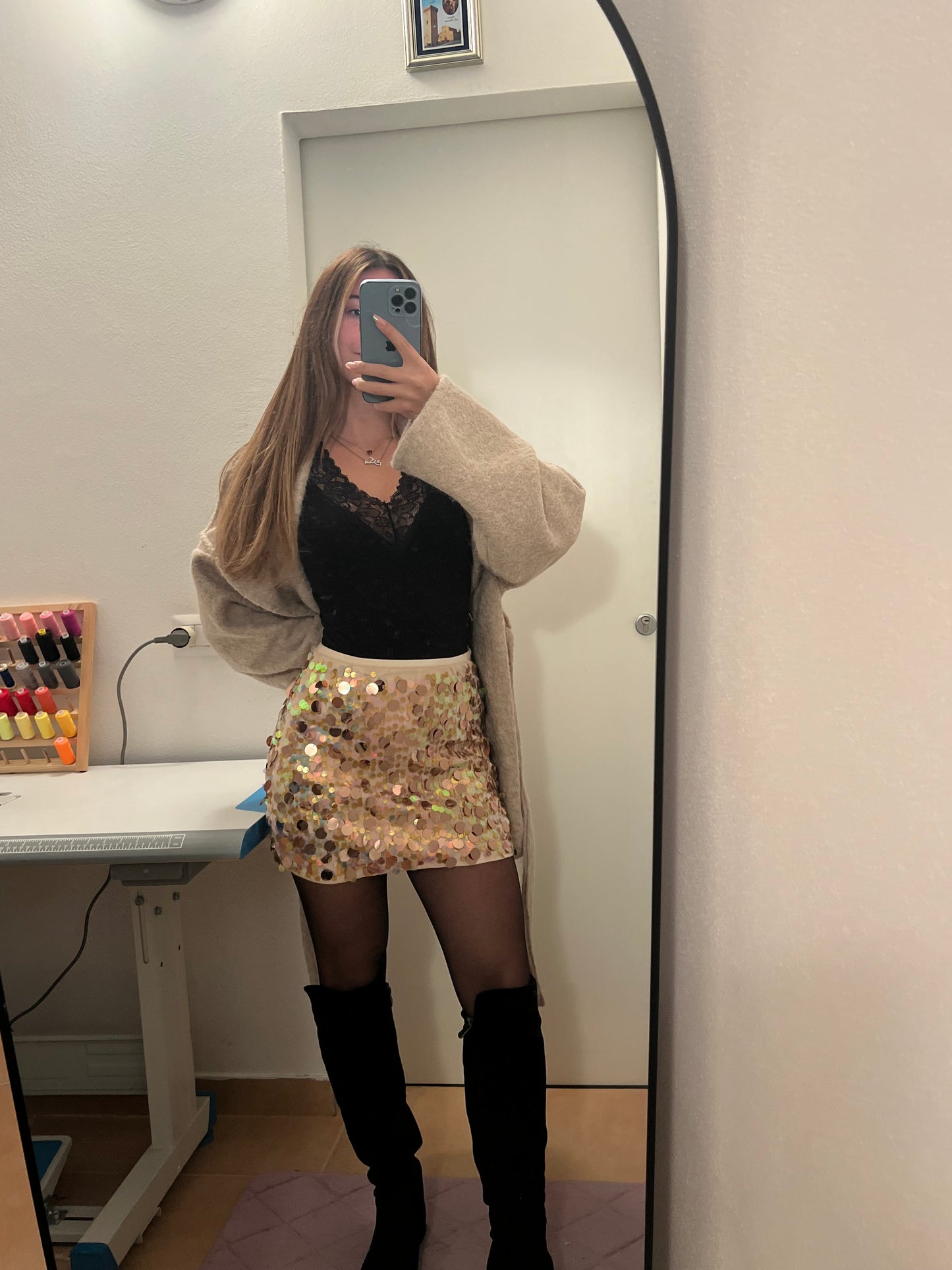 Gonna con pantaloncino paillettes capodanno