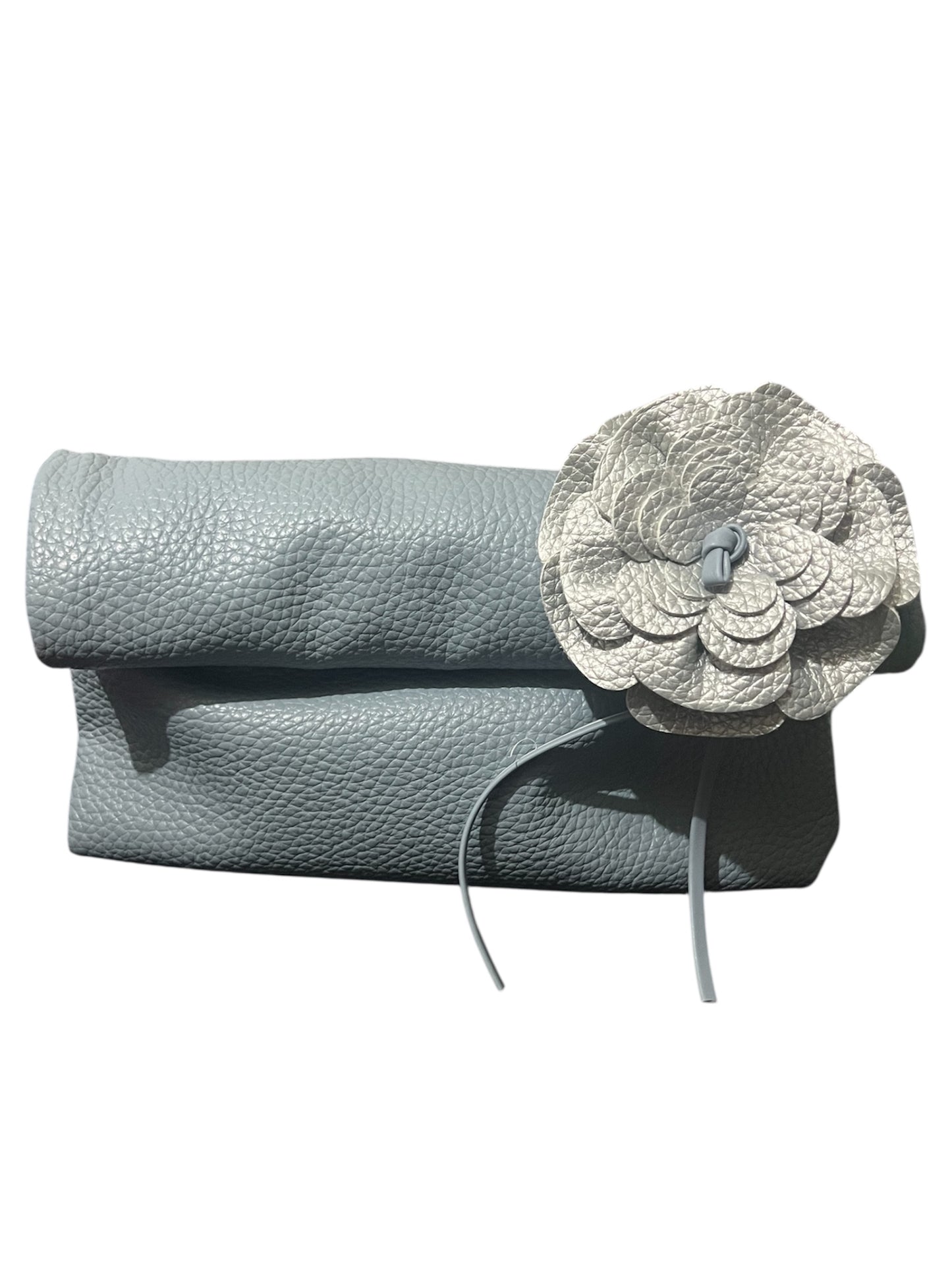 Borsa piega fiore con tracolla,azzurra,rosa