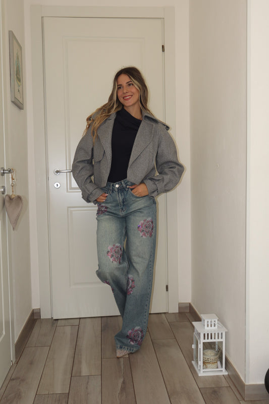 Giacca crop (effetto lana )